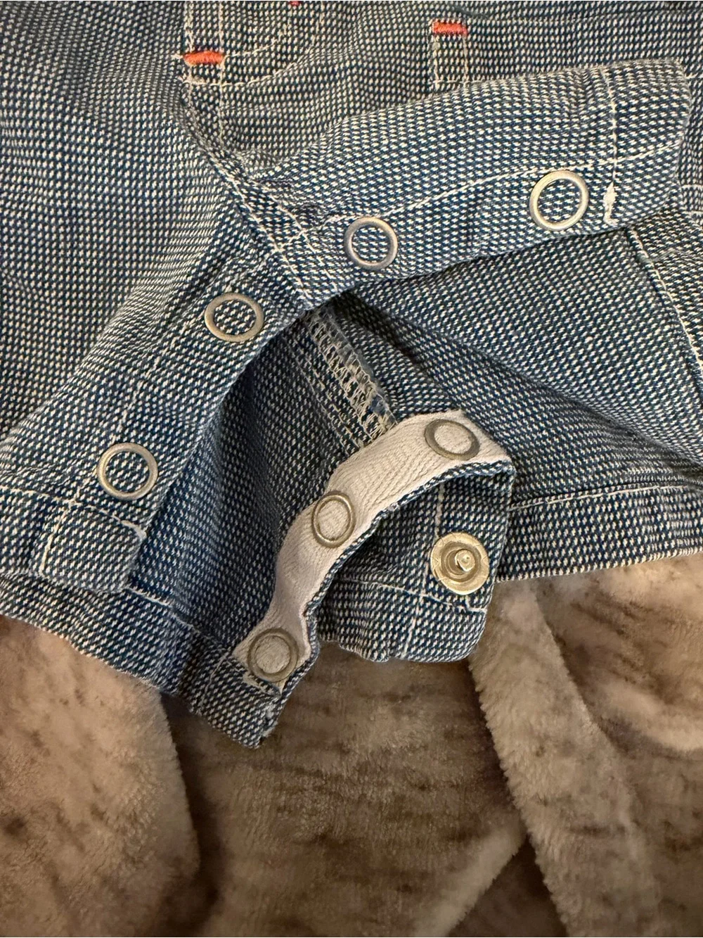 Baby 0-3 Months Gymboree Denim Short Overalls with Orange Accents